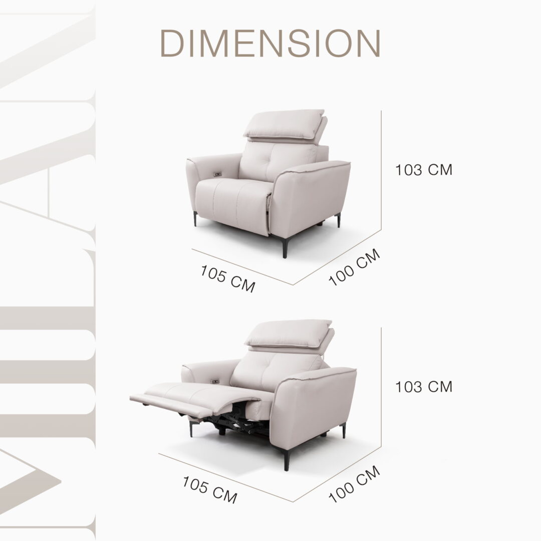 โซฟาปรับนอน 1 ที่นั่ง รุ่น MILAN - Image 9