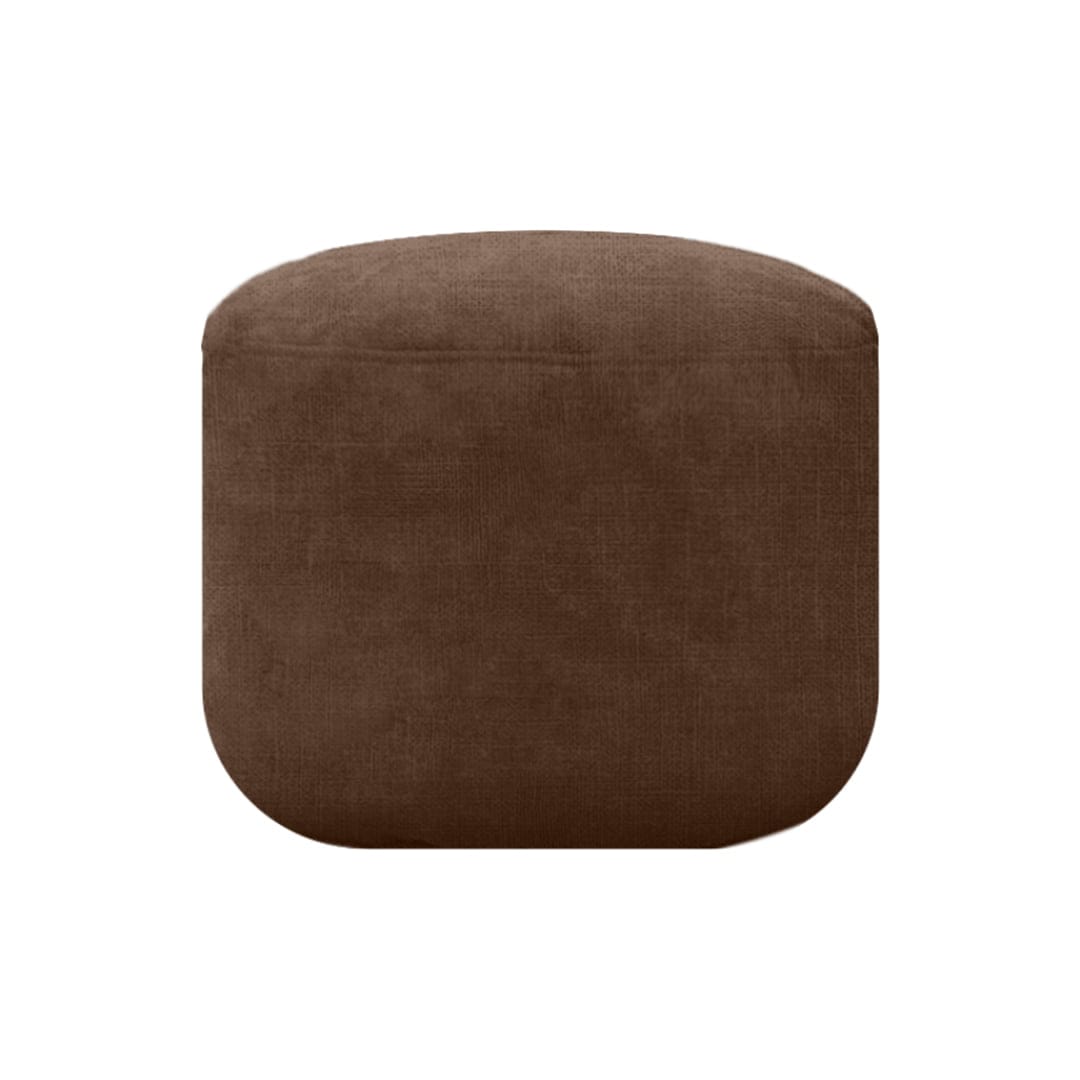 Footrest Linen กลม น้ำตาล