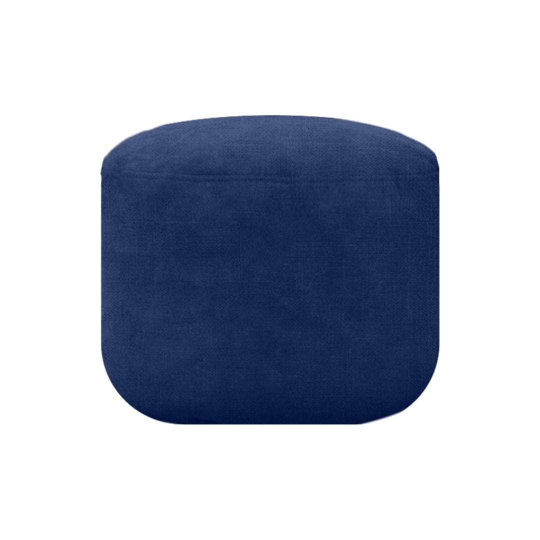 Footrest Linen กลม น้ำเงิน