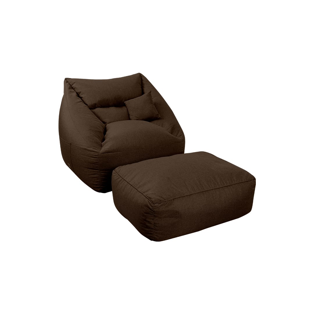 Armchair Linen มีที่วางขา น้ำตาล