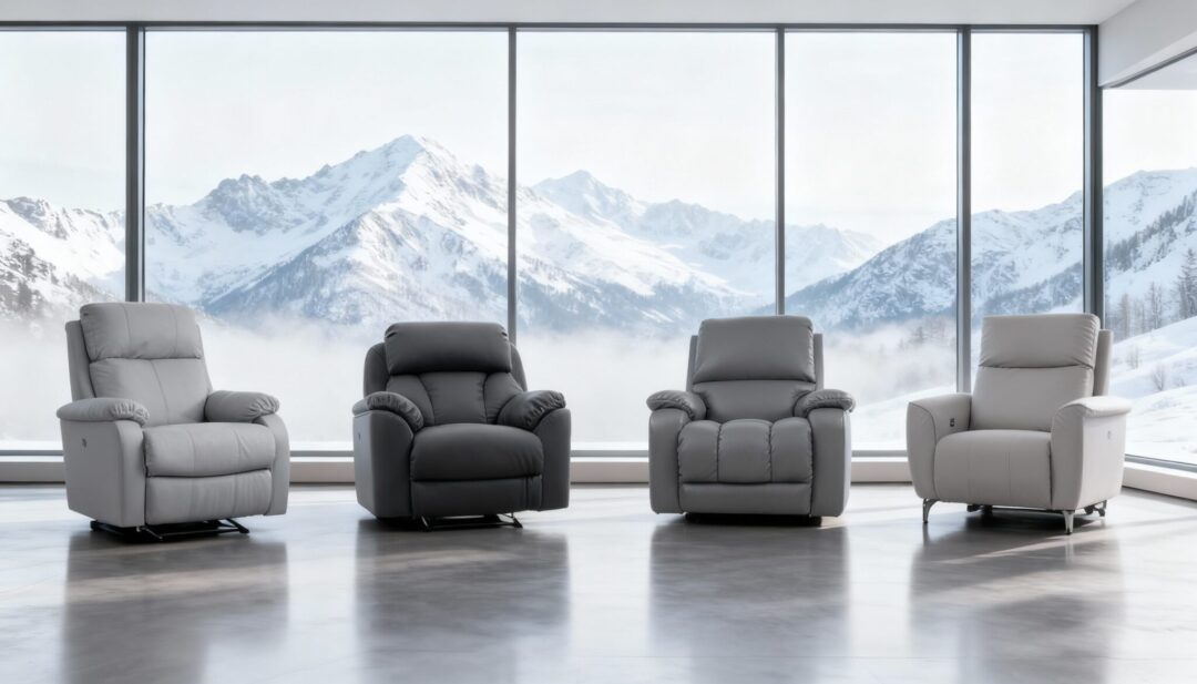 ตัวอย่างการจัดวางเก้าอี้โซฟาปรับนอน หลากสีสันในโถงพักผ่อนกว้างขวาง เหมาะสำหรับล็อบบี้โรงแรมหรือ บ้านพักคนชรา ระดับลักชูรี