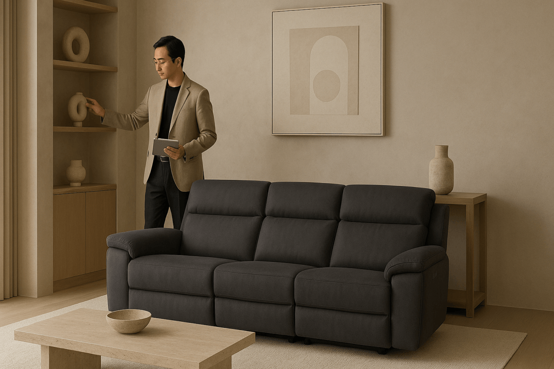 interior designer is choosing sofa recliners
