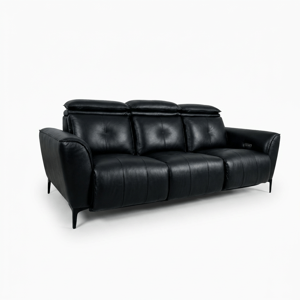 Milan3seatsFullGrain-ดำ