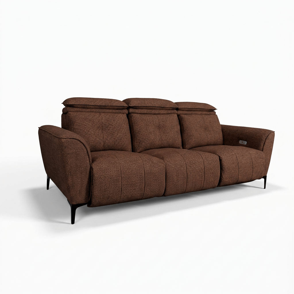 Milan3seatsLinen-น้ำตาล