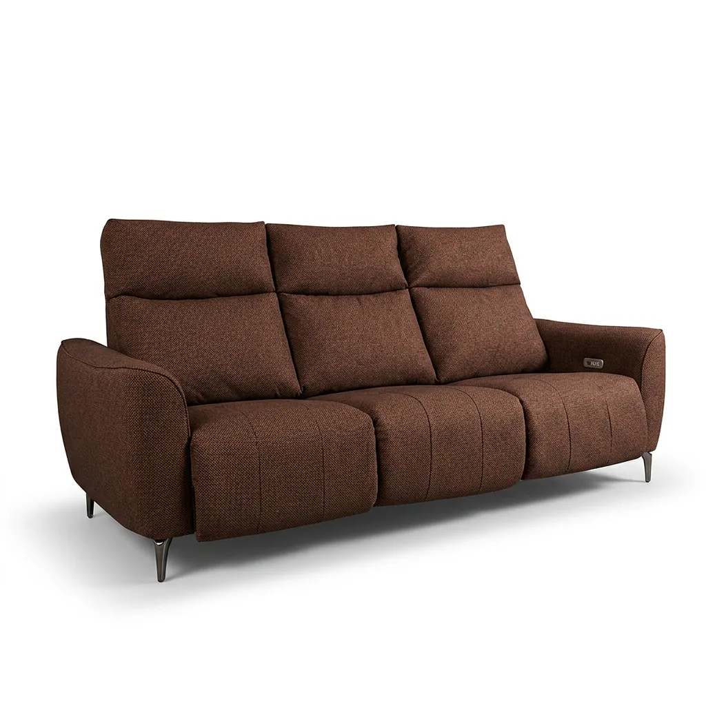 Rome3seatLinen-น้ำตาล